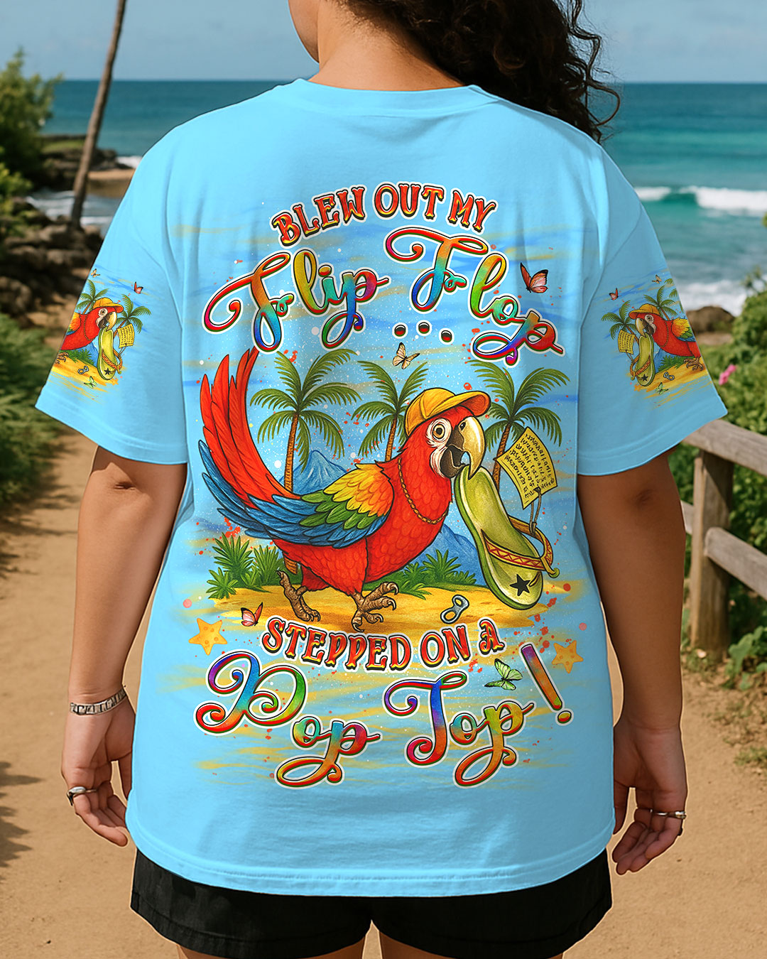 BLISSCORNERS BLEW OUT MY FLIP FLOP PARROT ALL OVER PRINT