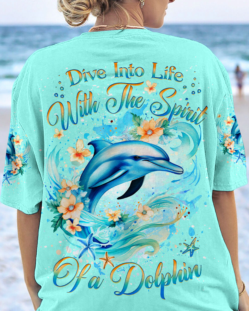 BLISSCORNERS DIVE INTO LIFE WITH THE SPIRIT DOLPHIN ALL OVER PRINT