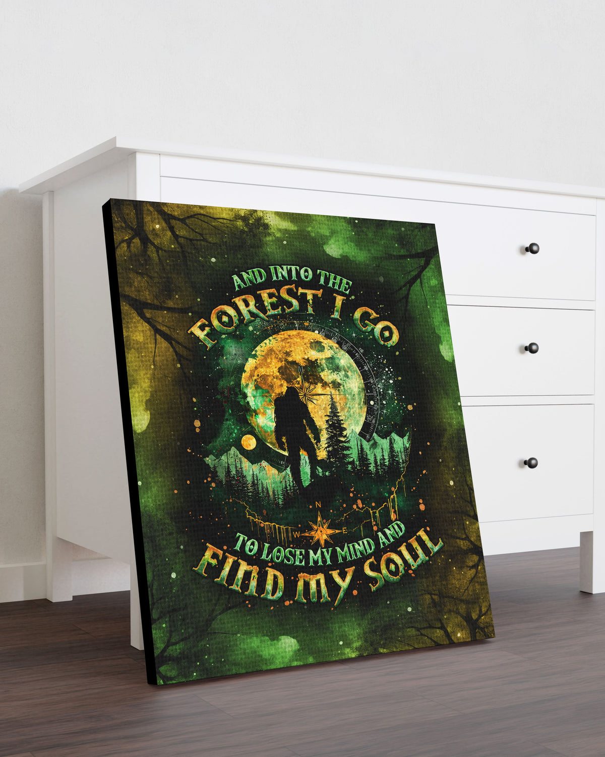 BLISSCORNERS AND INTO THE FOREST I GO BIGFOOT CANVAS