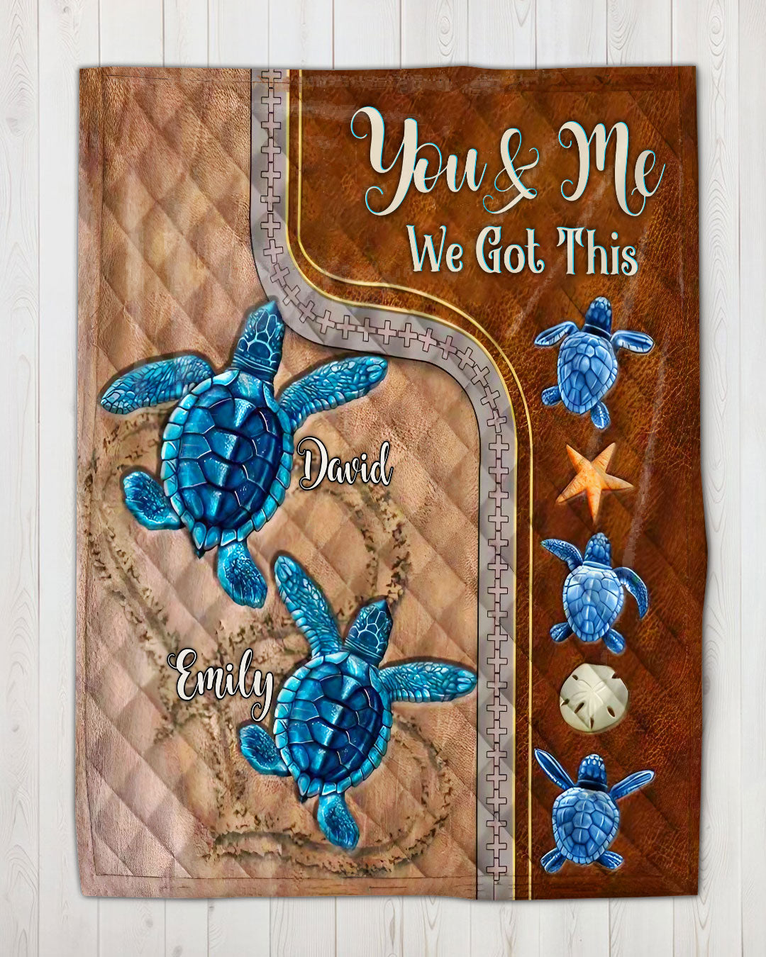 BLISSCORNERS PERSONALIZED YOU AND ME COUPLE TURTLE FLEECE BLANKET