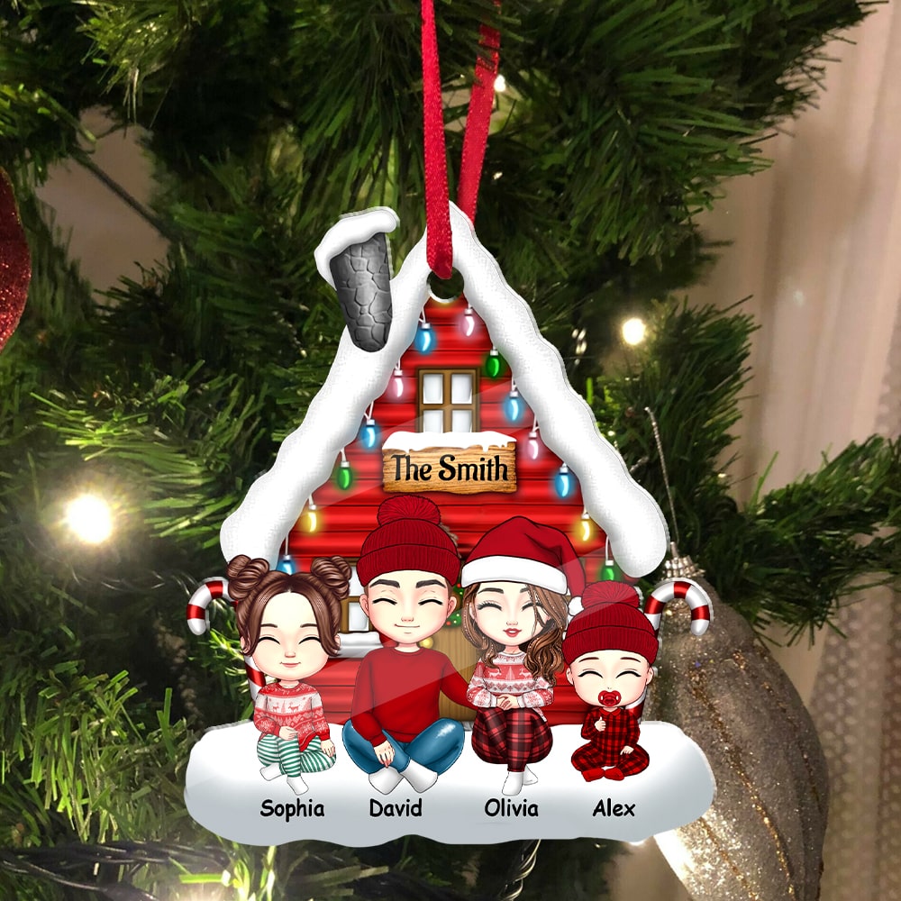 Blisscorners Christmas Snow House Family Members - Personalized Acrylic Ornament - Gift For Family, Xmas Gift2D Flat LM2111