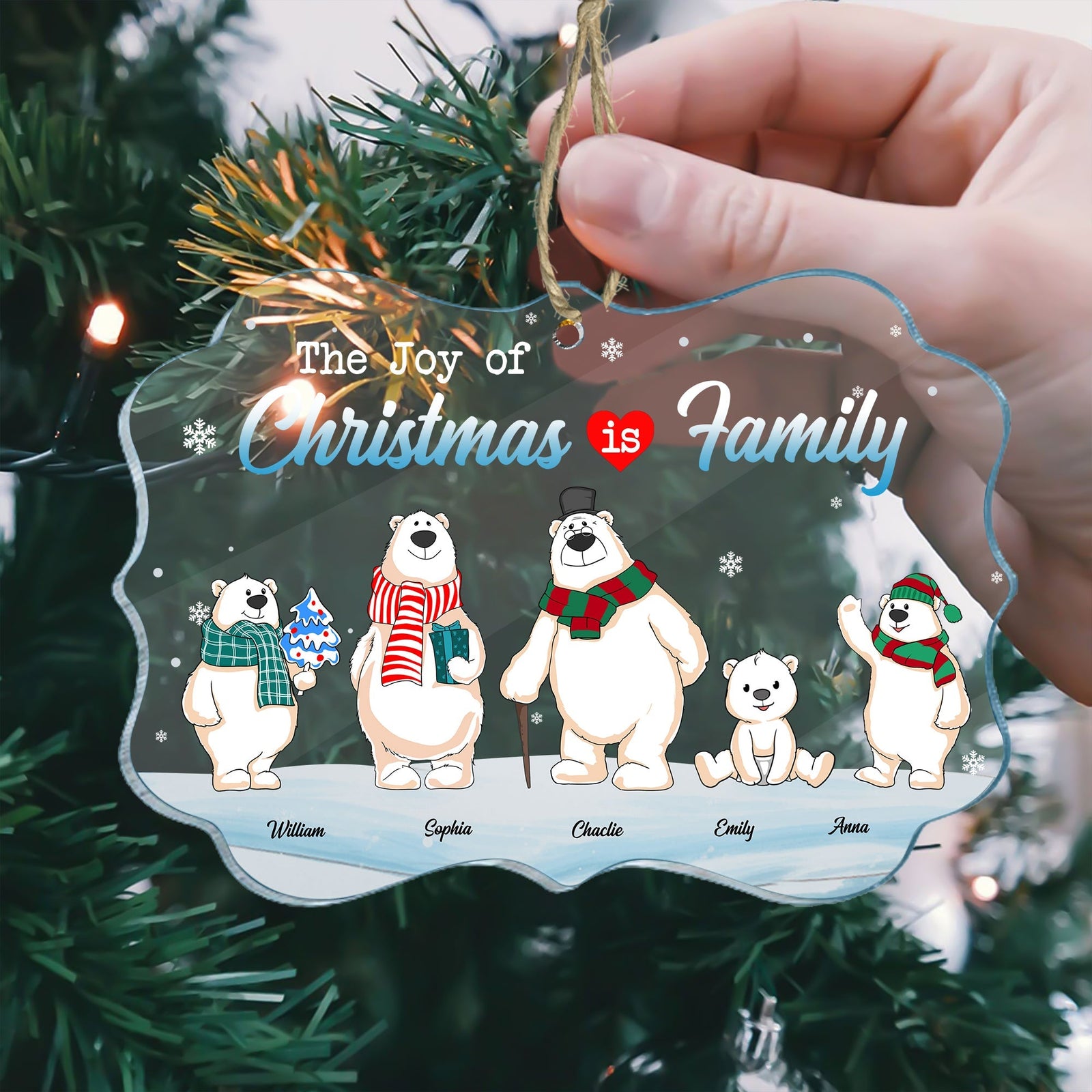 Blisscorners The Joy Of Christmas Is Family - Custom Appearances And Names Christmas Gift - Personalized Acrylic Ornament2D Flat LM2111