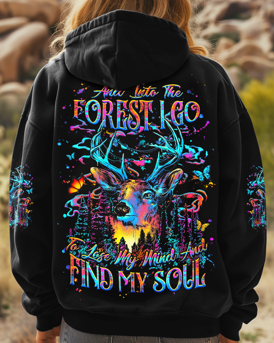 BLISSCORNERS AND INTO THE FOREST I GO DEER ALL OVER PRINT