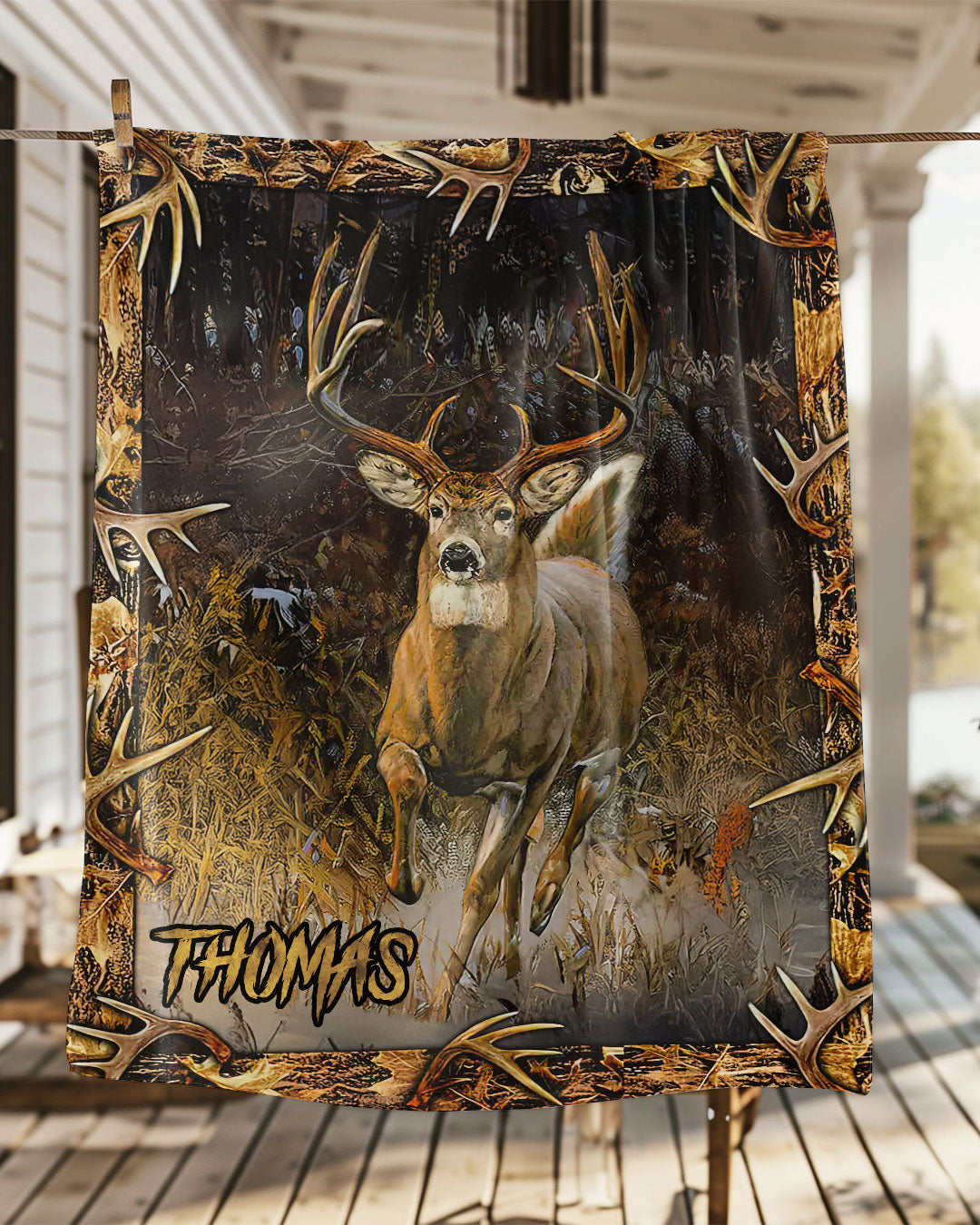 BLISSCORNERS PERSONALIZED DEER LOVER FLEECE BLANKET