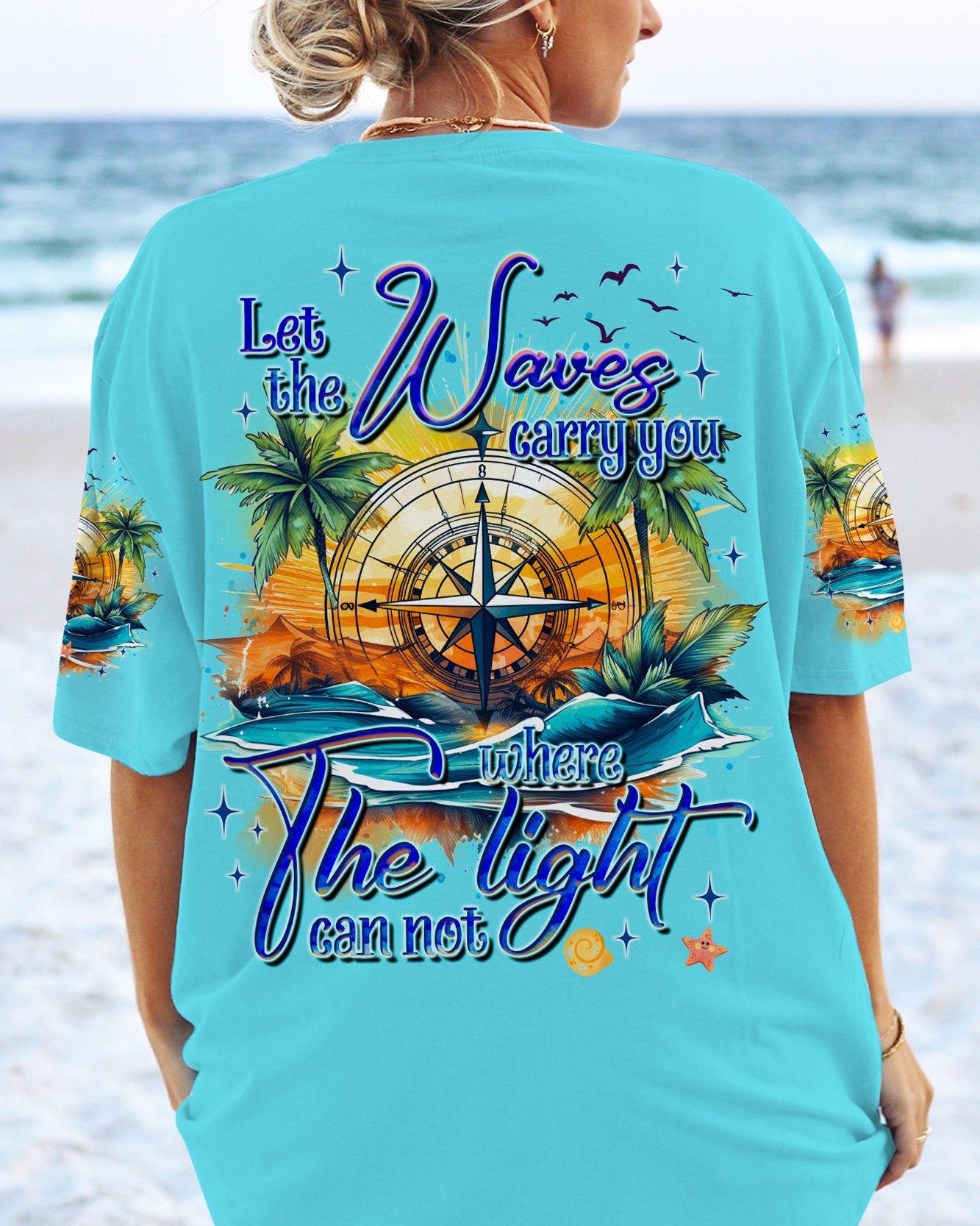 BLISSCORNERS LET THE WAVES CARRY YOU COMPASS ALL OVER PRINT