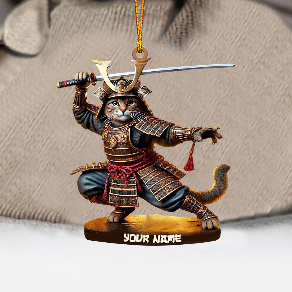 Blisscorners Samurai Cat Christmas Home Decor Christmas Ornament, Personalized Ornament2D Flat LM2211
