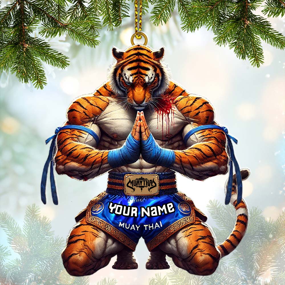 Blisscorners Custom Name Muay Thai Ornament, Christmas Gift for Muay Thai Lover2D Flat LM2211