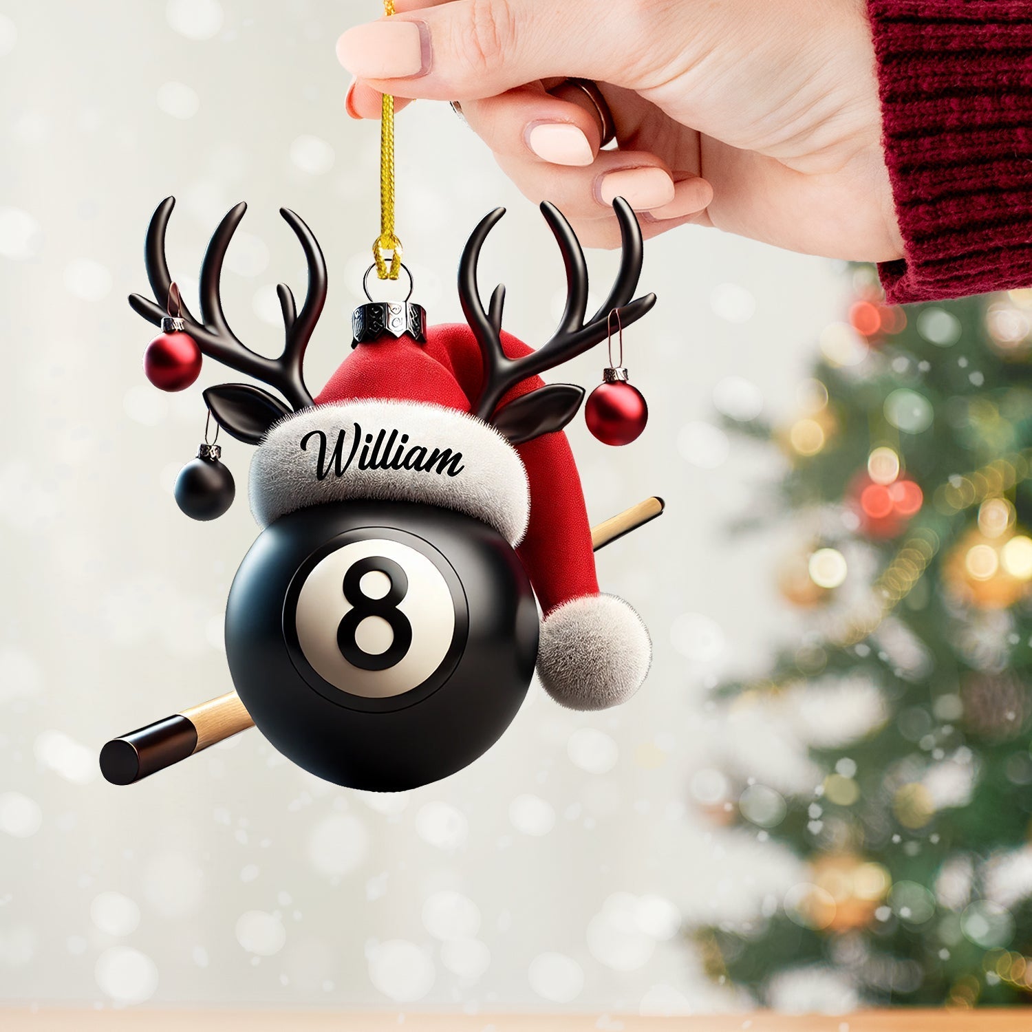 Blisscorners Billiard Ball Christmas Ornament, Personalized Ornament2D Flat LM2211