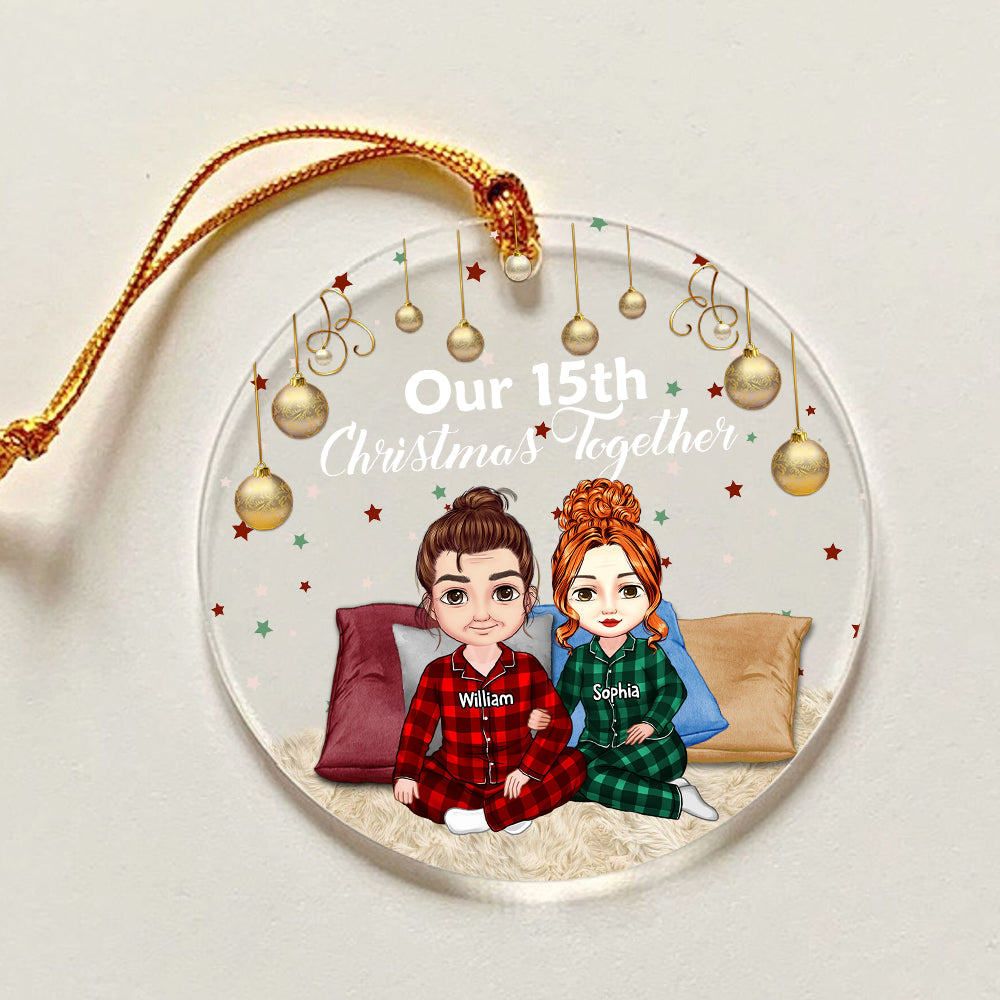 Blisscorners Our Christmas Together - Custom Appearances And Names, Personalized Acrylic Ornament - Gift For Christmas, Family Gift2D Flat LM2111