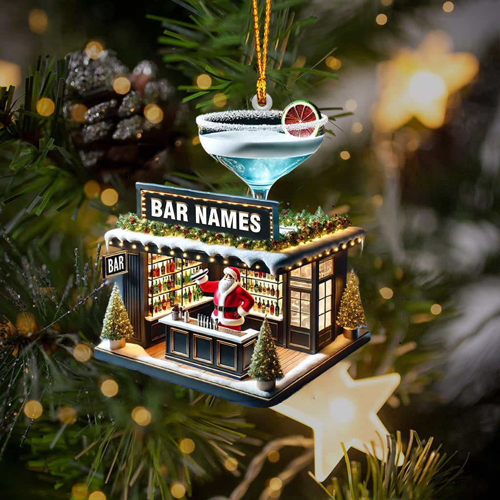 Blisscorners Santa Bar Home Decor Christmas Ornament, Personalized Ornament2D Flat LM2211