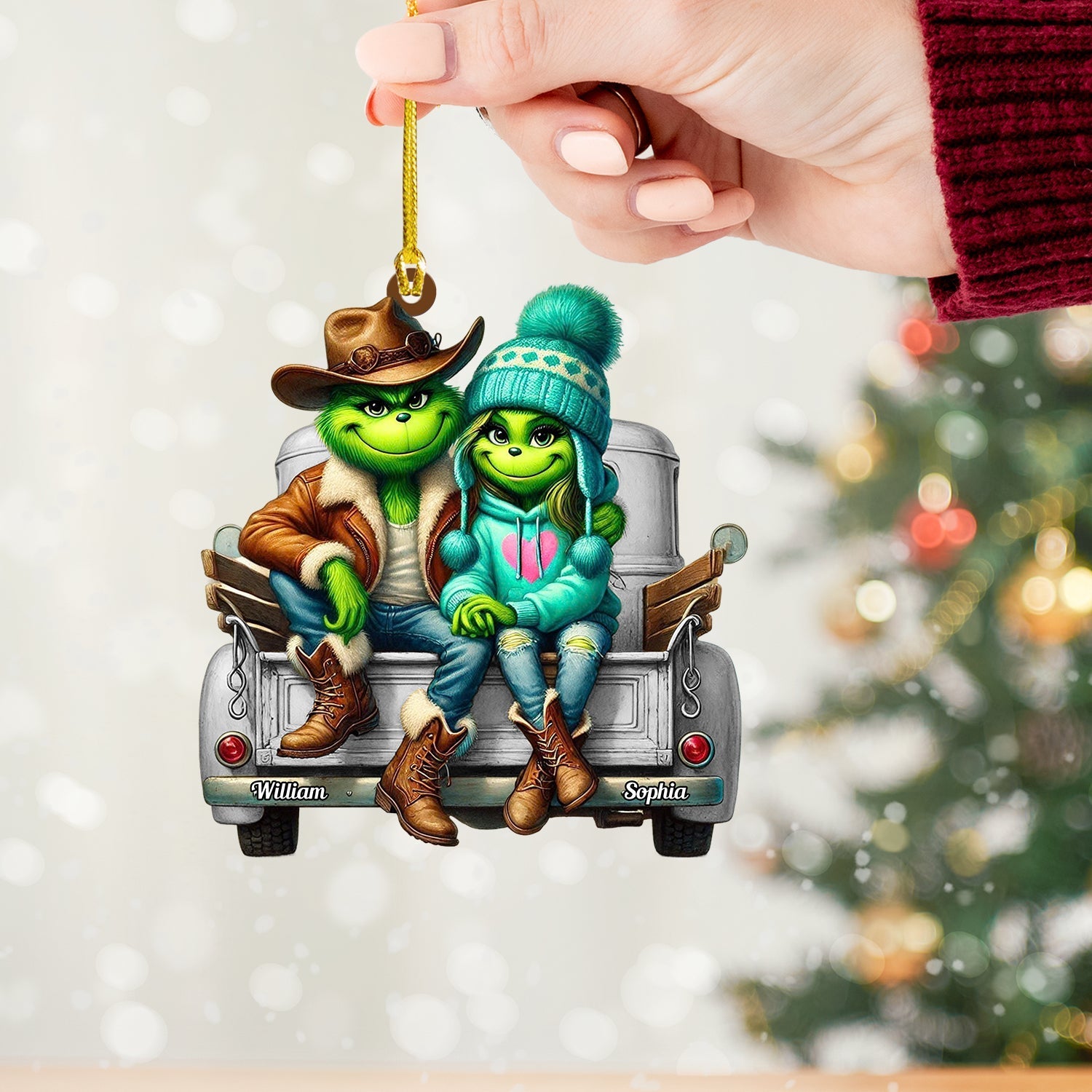 Blisscorners ELF Couple On Car Home Decor Christmas Ornament, Personalized Ornament2D Flat LM2211