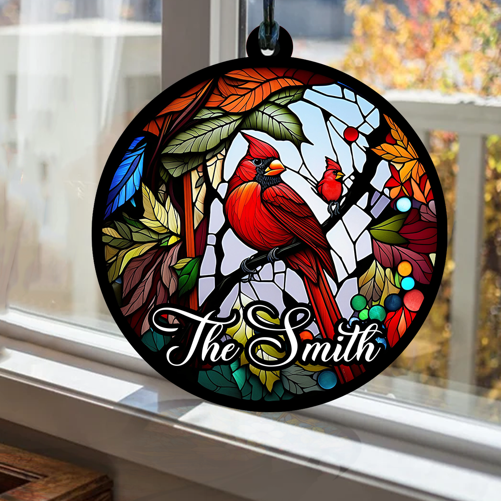 Blisscorners Cardinal Remembrance Gifts - Custom Background And Name - Personalized Acrylic Ornament - Window Ornament2D Flat LM2111