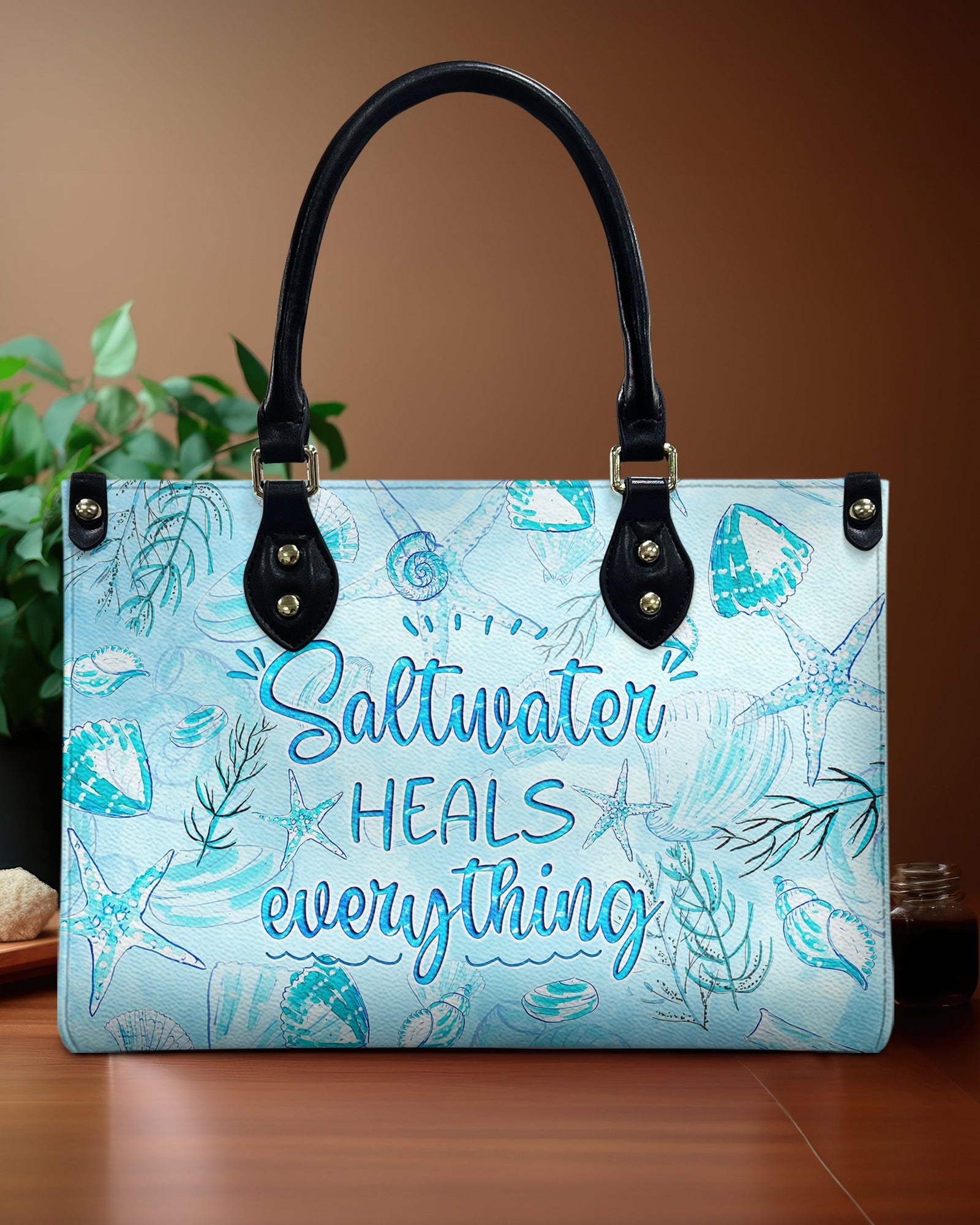 BLISSCORNERS SALTWATER HEALS EVERYTHING LEATHER HANDBAG