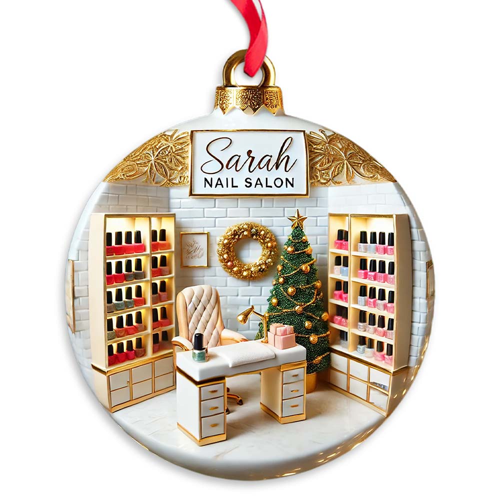 Blisscorners Custom Name Nail Salon Ornament, Nail Salon Christmas Decoration2D Flat LM2111