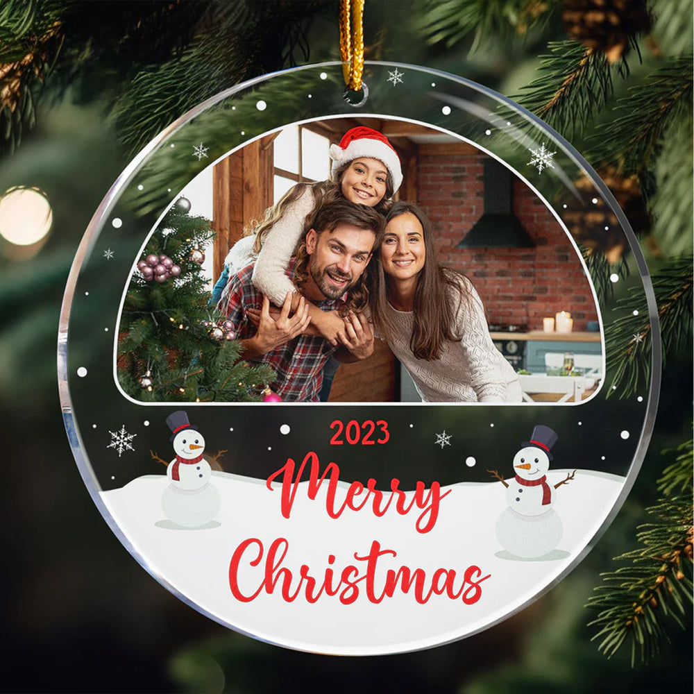 Blisscorners Merry Christmas Family Photo - Custom Photo, Personalized Acrylic Ornament - Gift For Christmas2D Flat LM2111