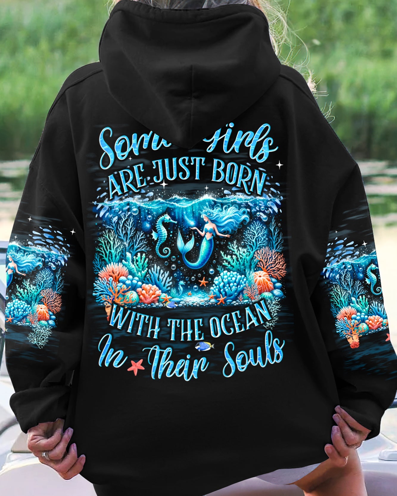 BLISSCORNERS SOME GIRLS ARE JUST BORN MERMAID AND SEAHORSE ALL OVER PRINT
