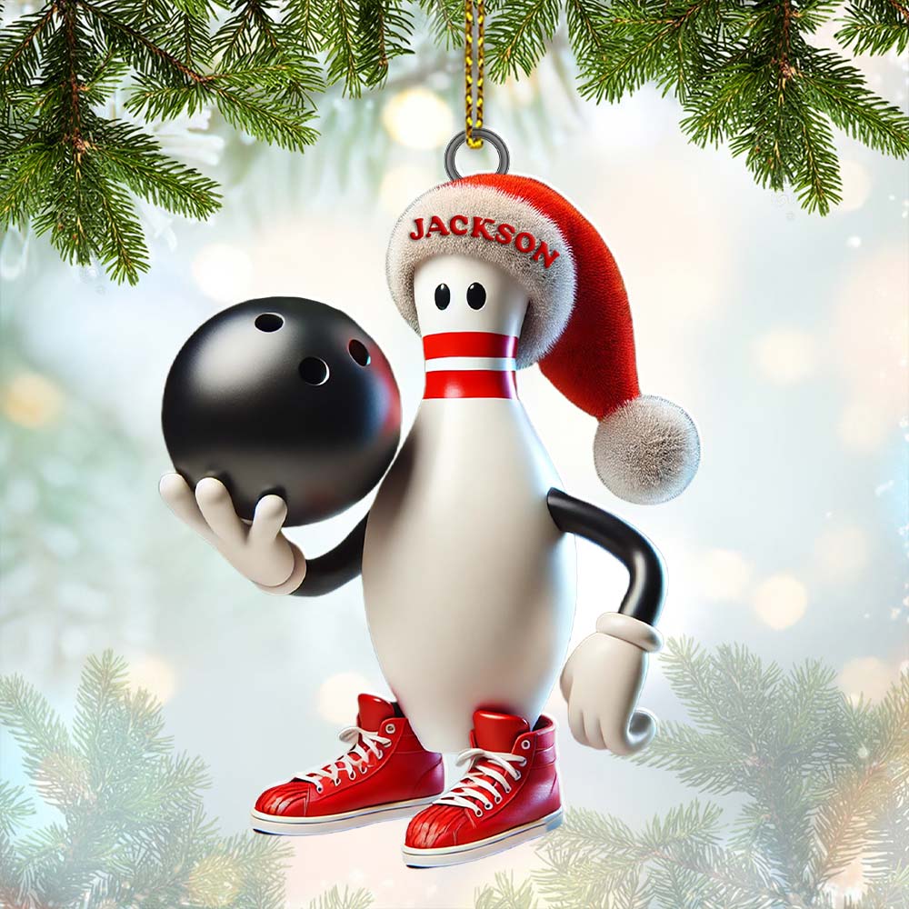 Blisscorners Custom Name Bowling Christmas Ornament, Bowling Lover Christmas Gift2D Flat LM2211