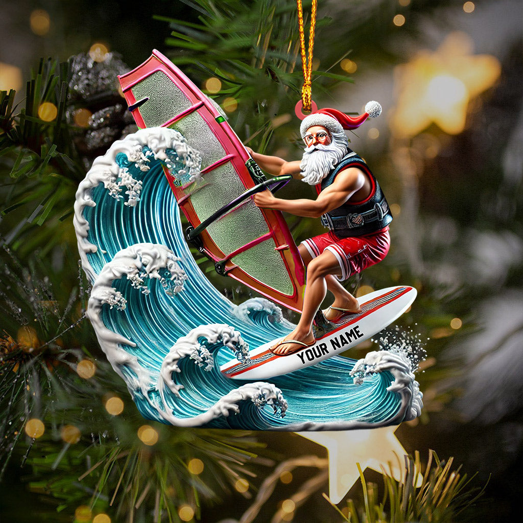 Blisscorners Surfing Santa Christmas Ornament, Personalized Ornament2D Flat LM2211
