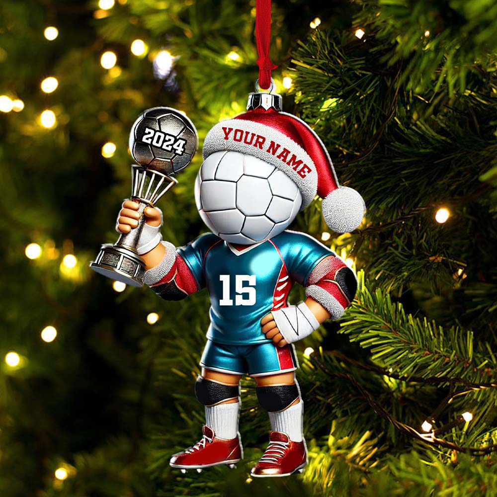 Blisscorners Custom Name, Number and Year Handball Champion Ornament, Christmas Gift for Handball Lover2D Flat LM2111