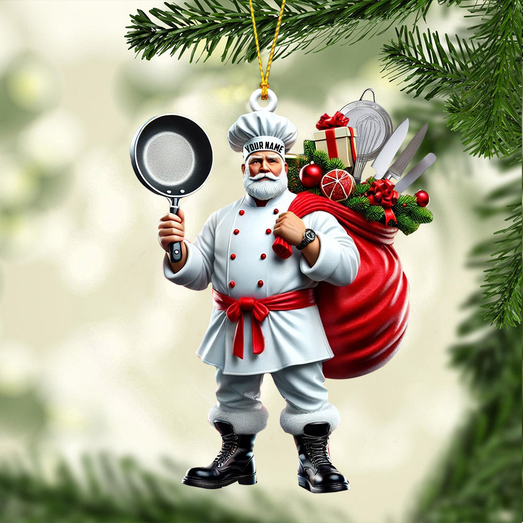 Blisscorners The Chef Santa Coming Christmas Ornament, Personalized Ornament2D Flat LM2211