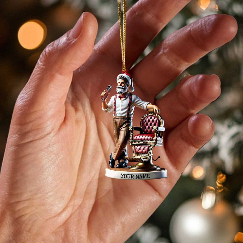Blisscorners Santa Barber Christmas Ornament, Personalized Ornament2D Flat LM2211