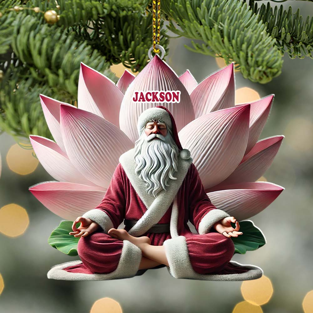 Blisscorners Custom Name Yoga Santa Ornament, Yogi Christmas Gift2D Flat LM2211