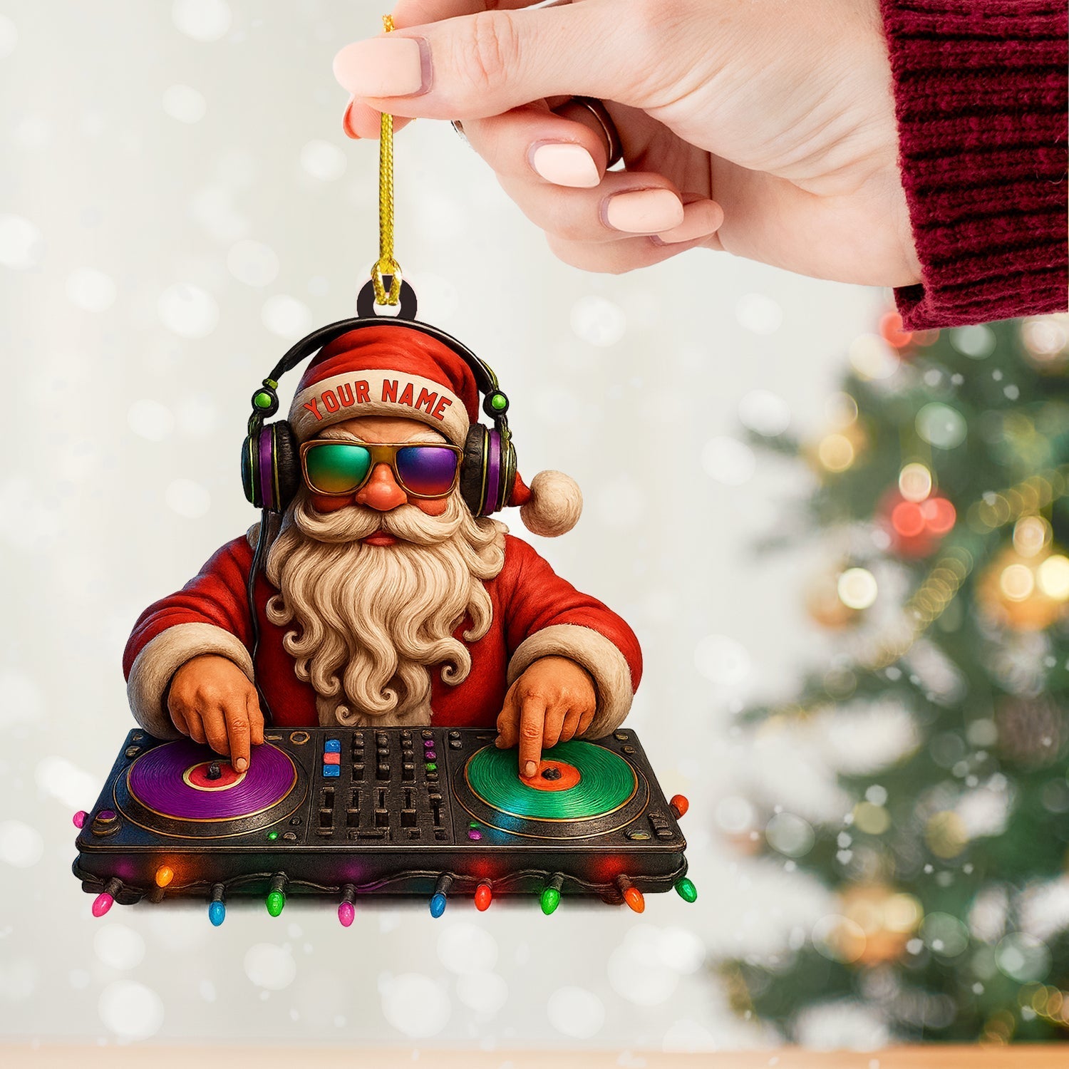 Blisscorners Santa DJ Christmas, Home Decor, Christmas Ornament, Personalized Ornament2D Flat LM2111