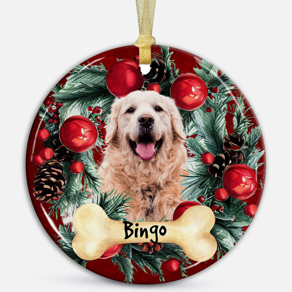 Blisscorners Xmas Pet Photo - Personalized Christmas Ceramic Ornament - Gift For Pet Lover2D Flat LM2111
