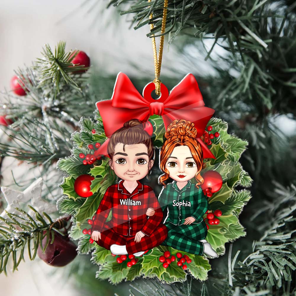 Blisscorners Christmas Couple Gift - Custom Photo And Names, Personalized Acrylic Ornament - Gift For Christmas, Family Gift2D Flat LM2111