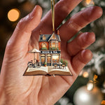Blisscorners Book And Tea Christmas Ornament, Personalized Ornament2D Flat LM2211