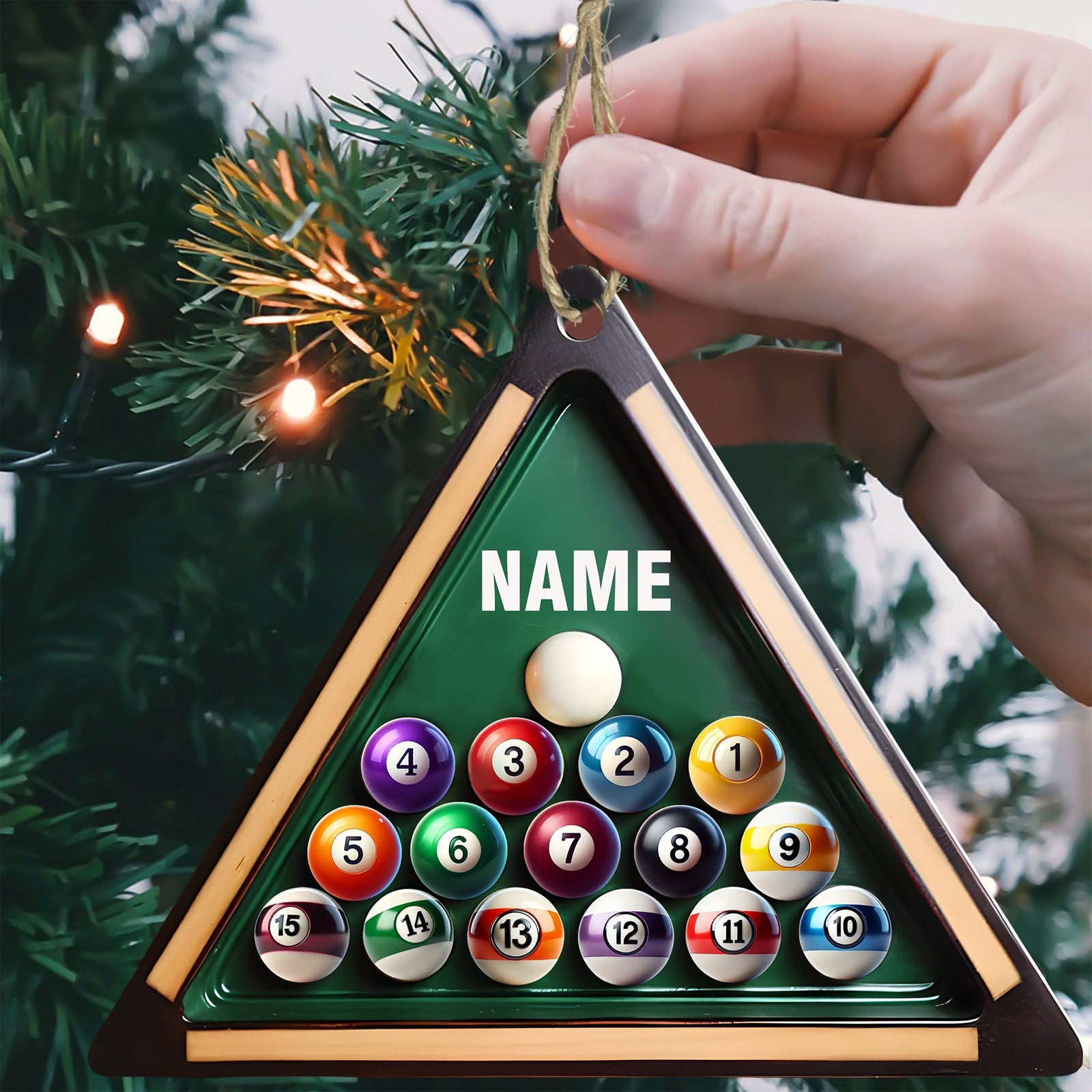 Blisscorners Pool Table Billiard Ball Christmas Ornament, Personalized Ornament2D Flat LM2211