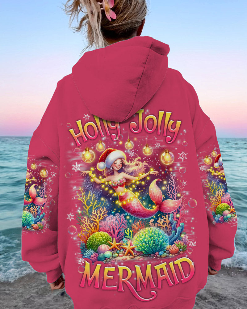 BLISSCORNERS HOLLY JOLLY MERMAID CHRISTMAS ALL OVER PRINT