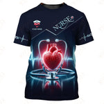 Blisscorners Personalized Nurse Shirt - Heartbeat & Stethoscope Graphic | Comfort Fit Medical Tee