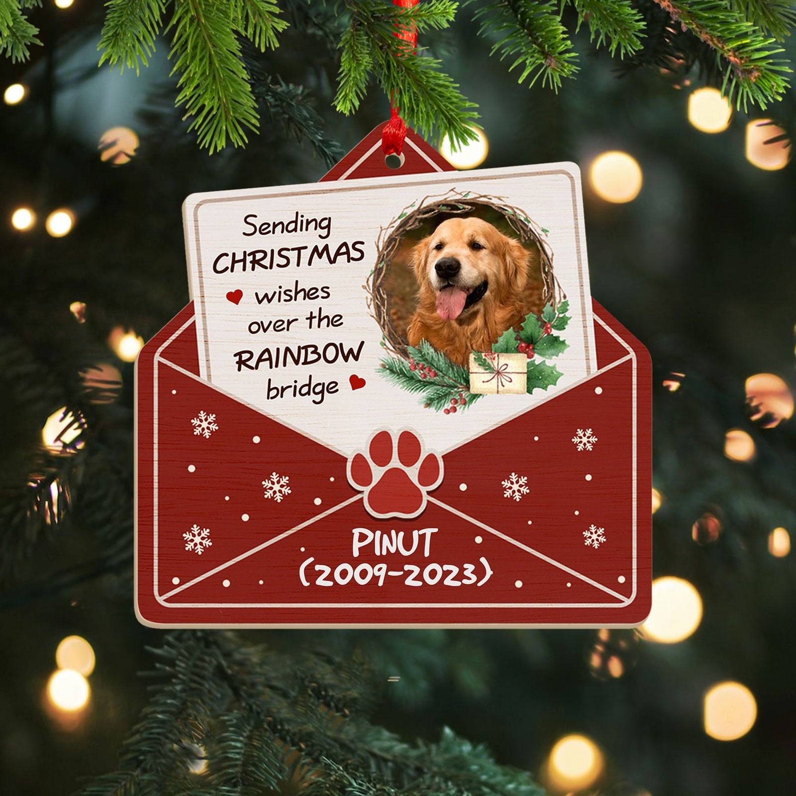 Blisscorners Personalized Dog Memorial Christmas Ornament - Cherished Memories Wooden Ornament - Gift For Pet Lover2D Flat LM2111