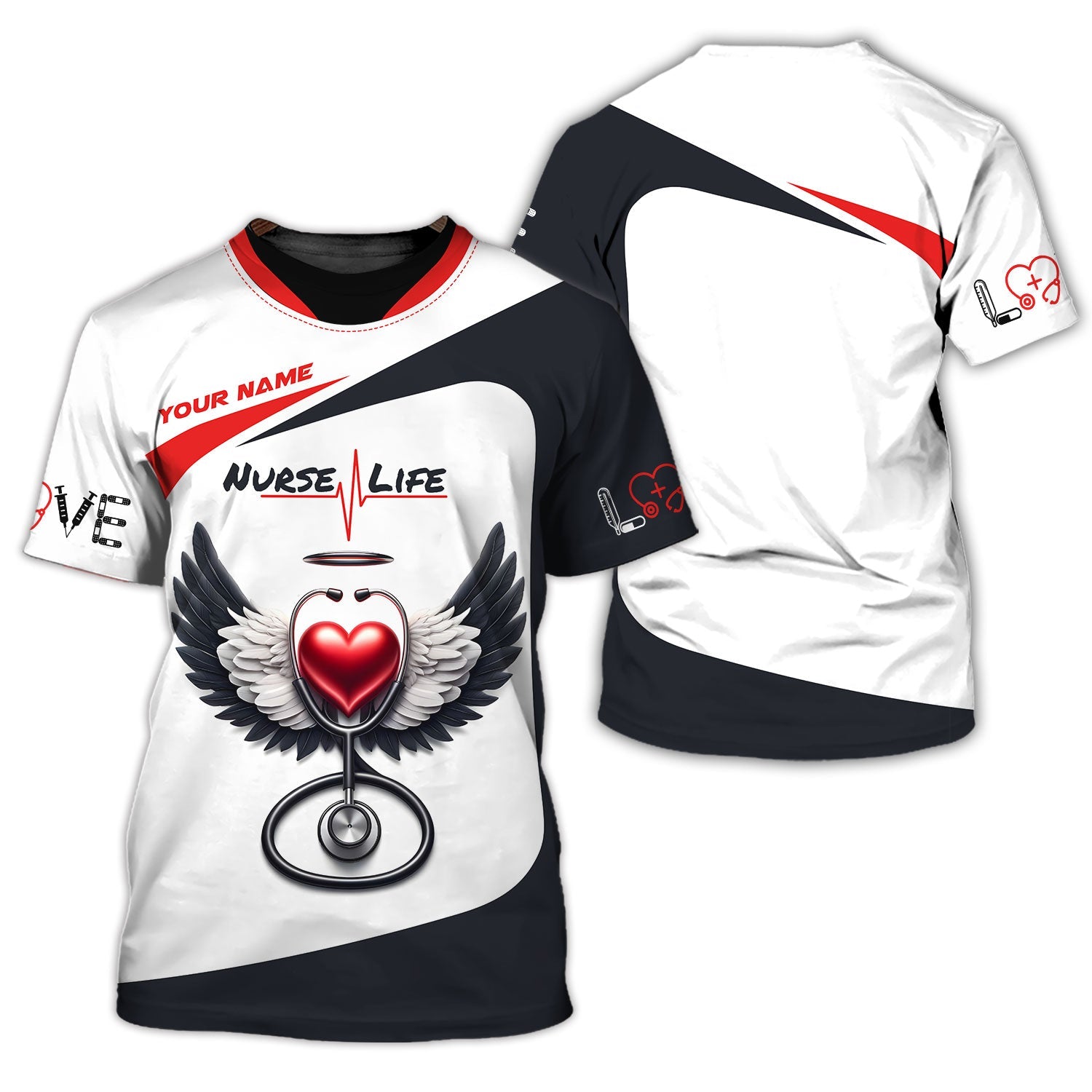 Blisscorners Personalized Nurse Shirt - Heart and Healing Hands