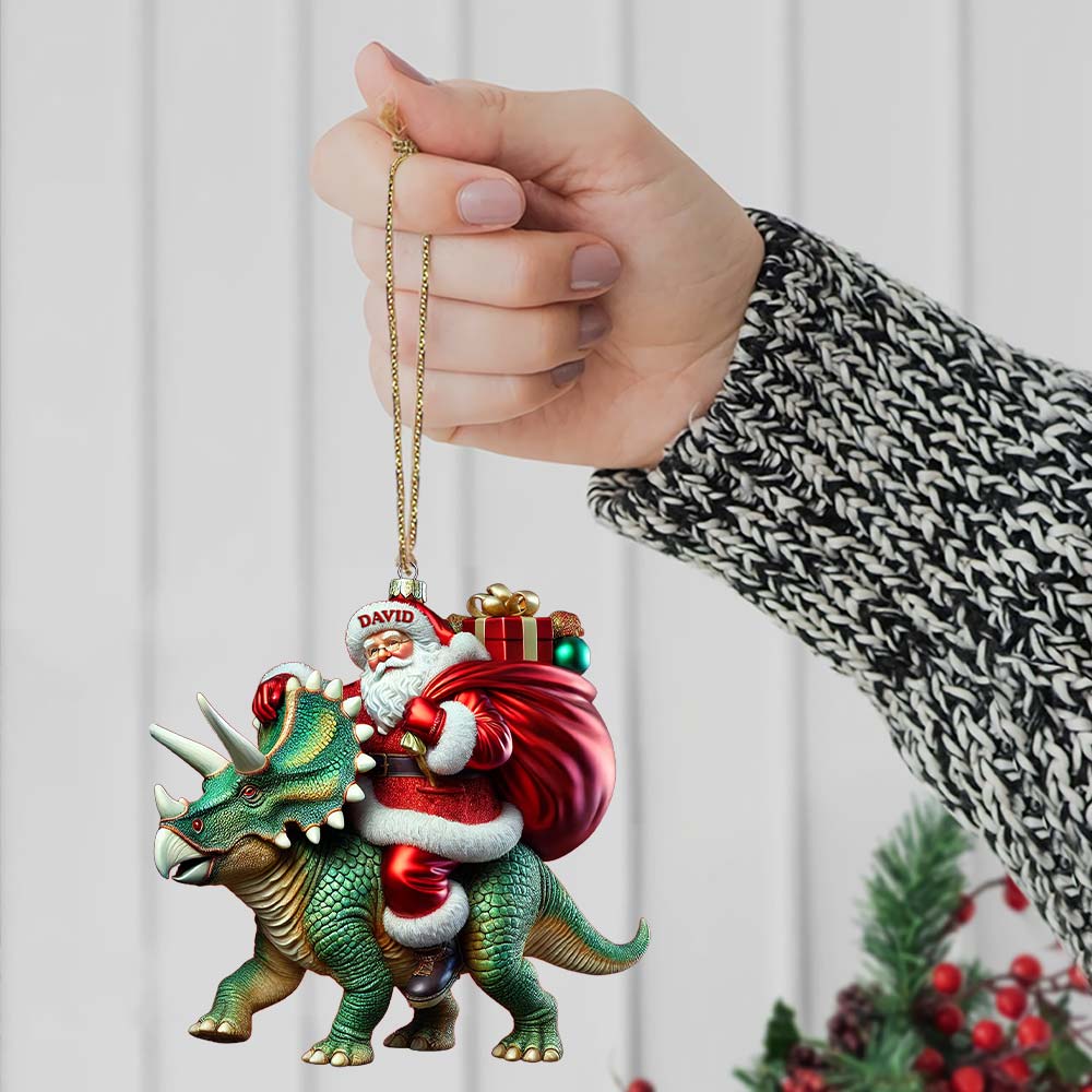 Blisscorners Custom Name Dragon Santa Ornament, Dinosaur Ornament, Dragon Lover Christmas Gift2D Flat LM2111