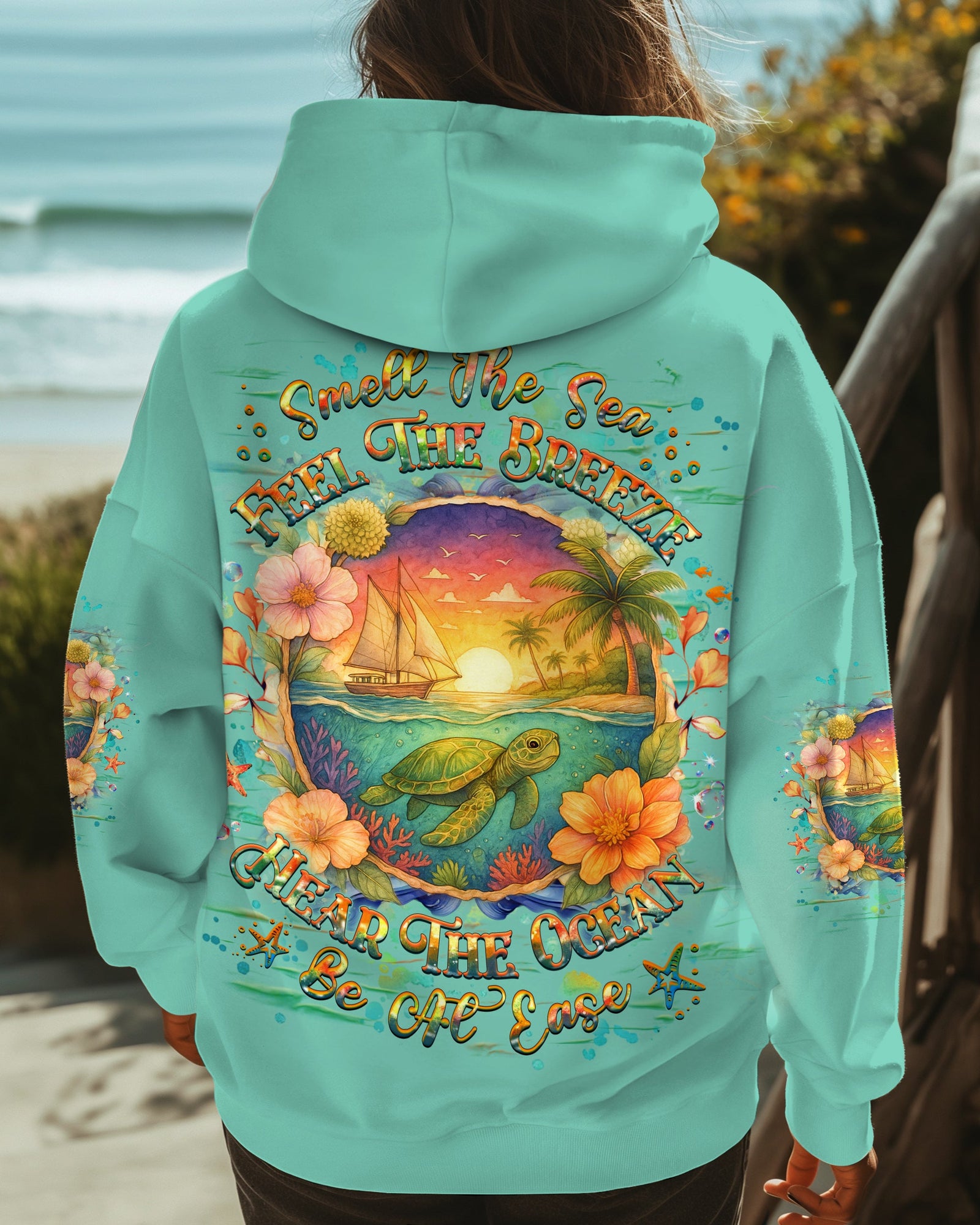 BLISSCORNERS SMELL THE SEA FEEL THE BREEZE TURTLE ALL OVER PRINT