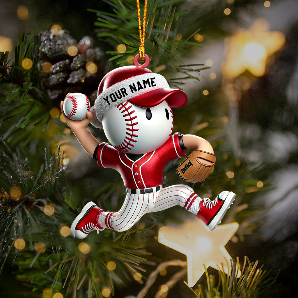Blisscorners Baseball Player Christmas Ornament, Personalized Ornament2D Flat LM2211