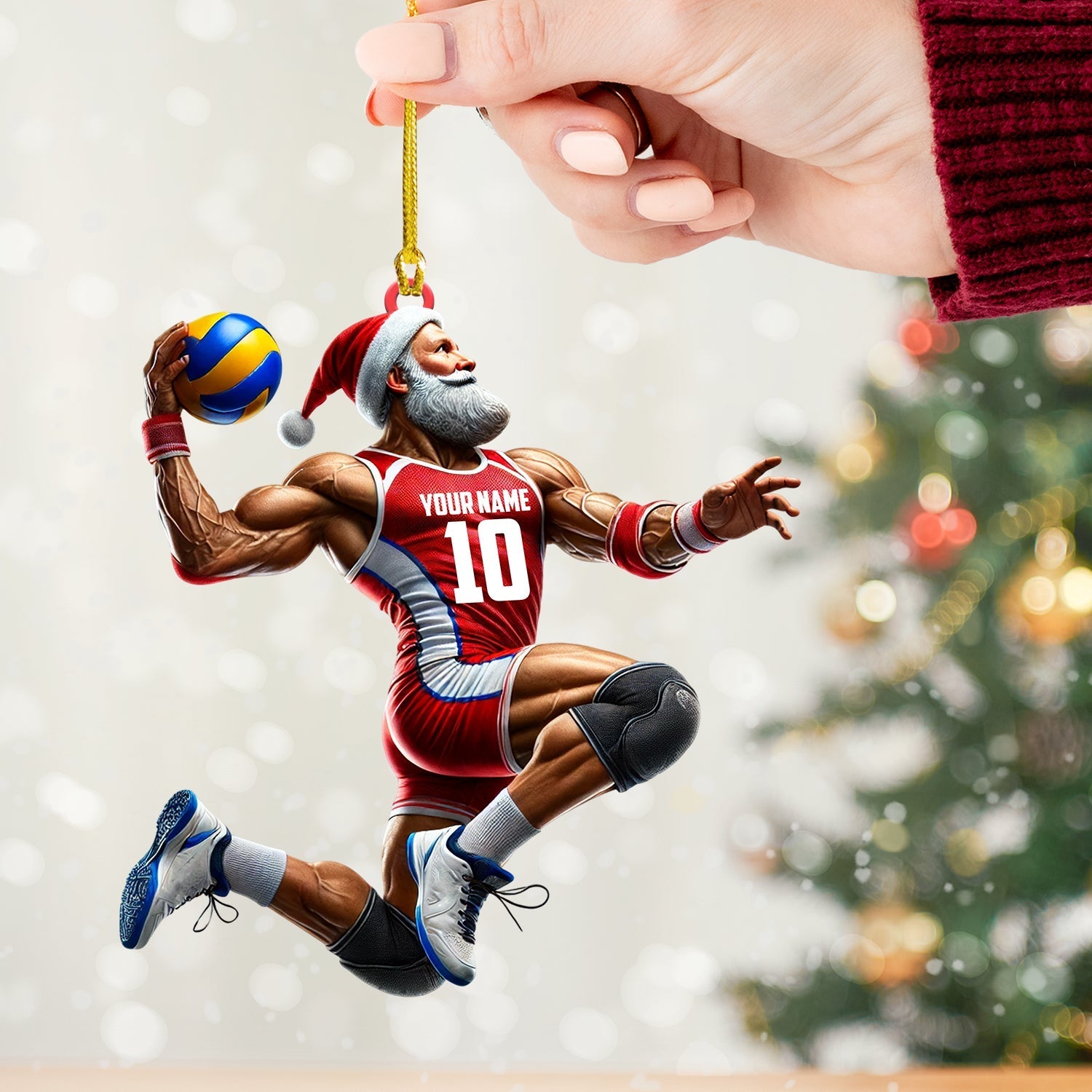 Blisscorners Volleyball Santa Home Decor Christmas Ornament, Personalized Ornament2D Flat LM2211