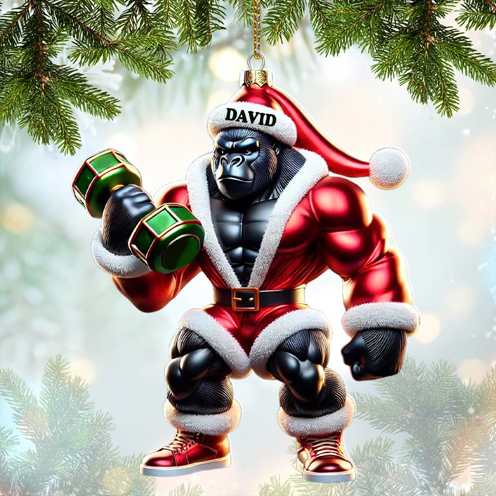 Blisscorners Black Kong Dumbbell Lift Christmas Ornament, Personalized Ornament2D Flat LM2211