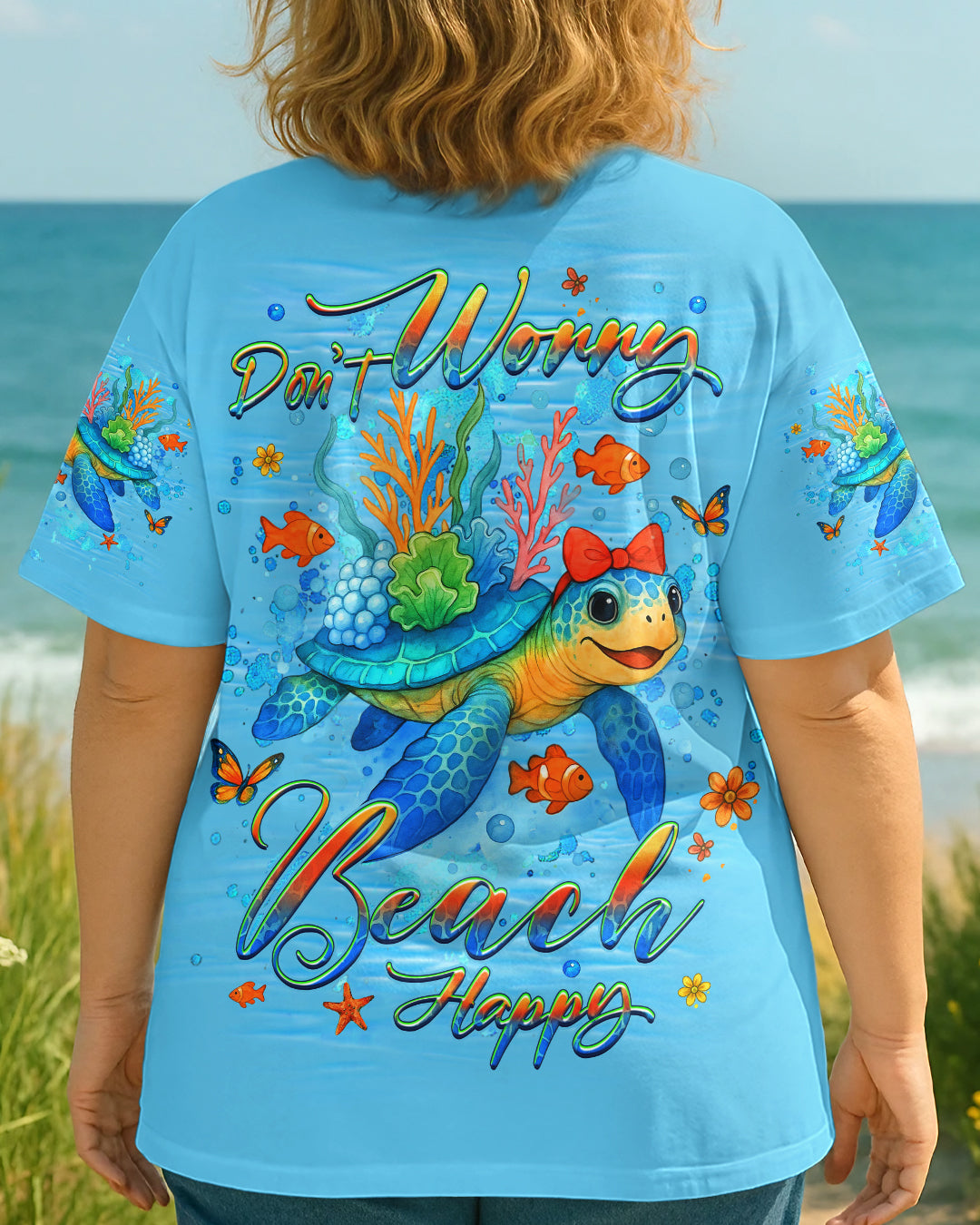 BLISSCORNERS DON'T WORRY BEACH HAPPY TURTLE ALL OVER PRINT