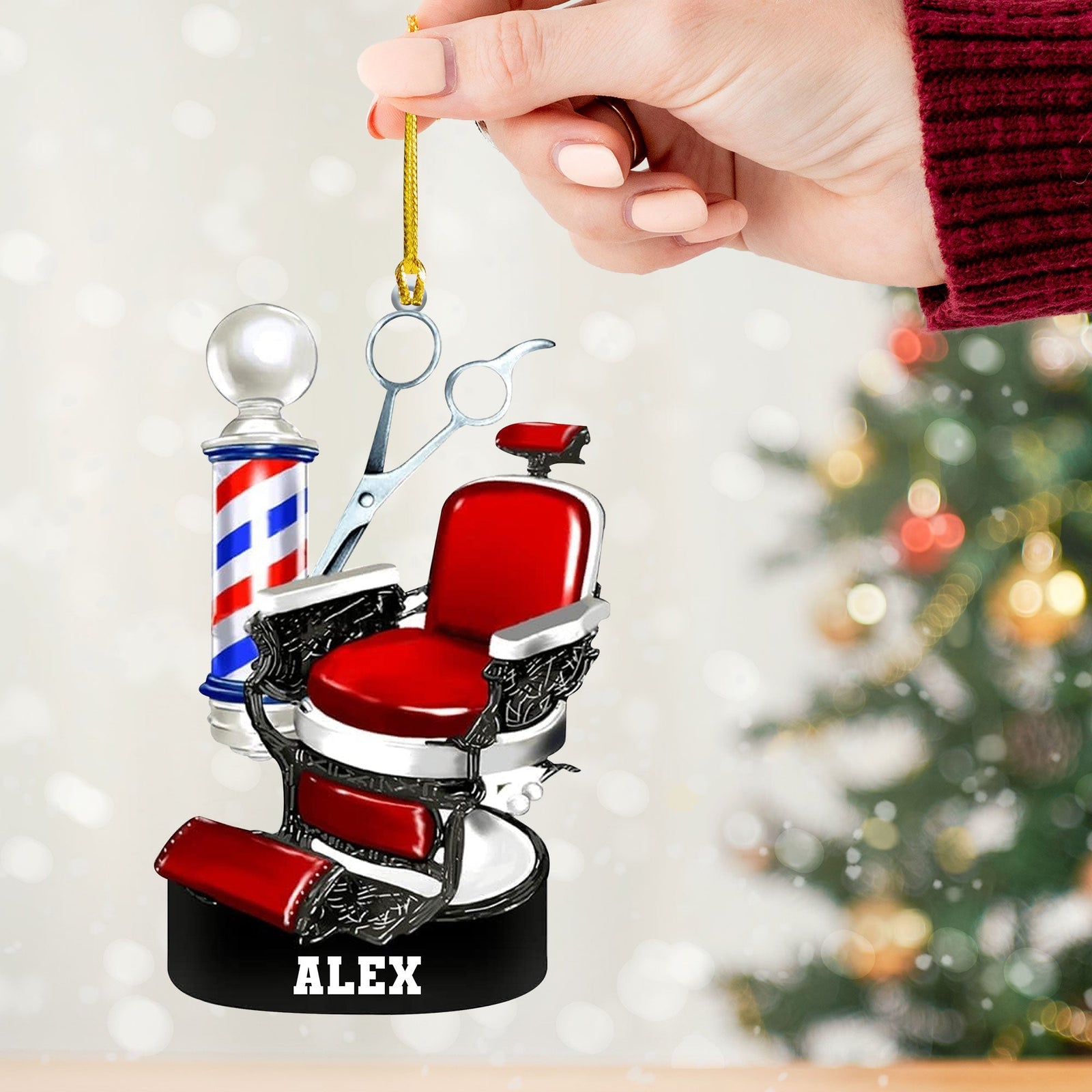 Blisscorners Custom Barber Chair Ornament, Personalized Ornament2D Flat LM2211