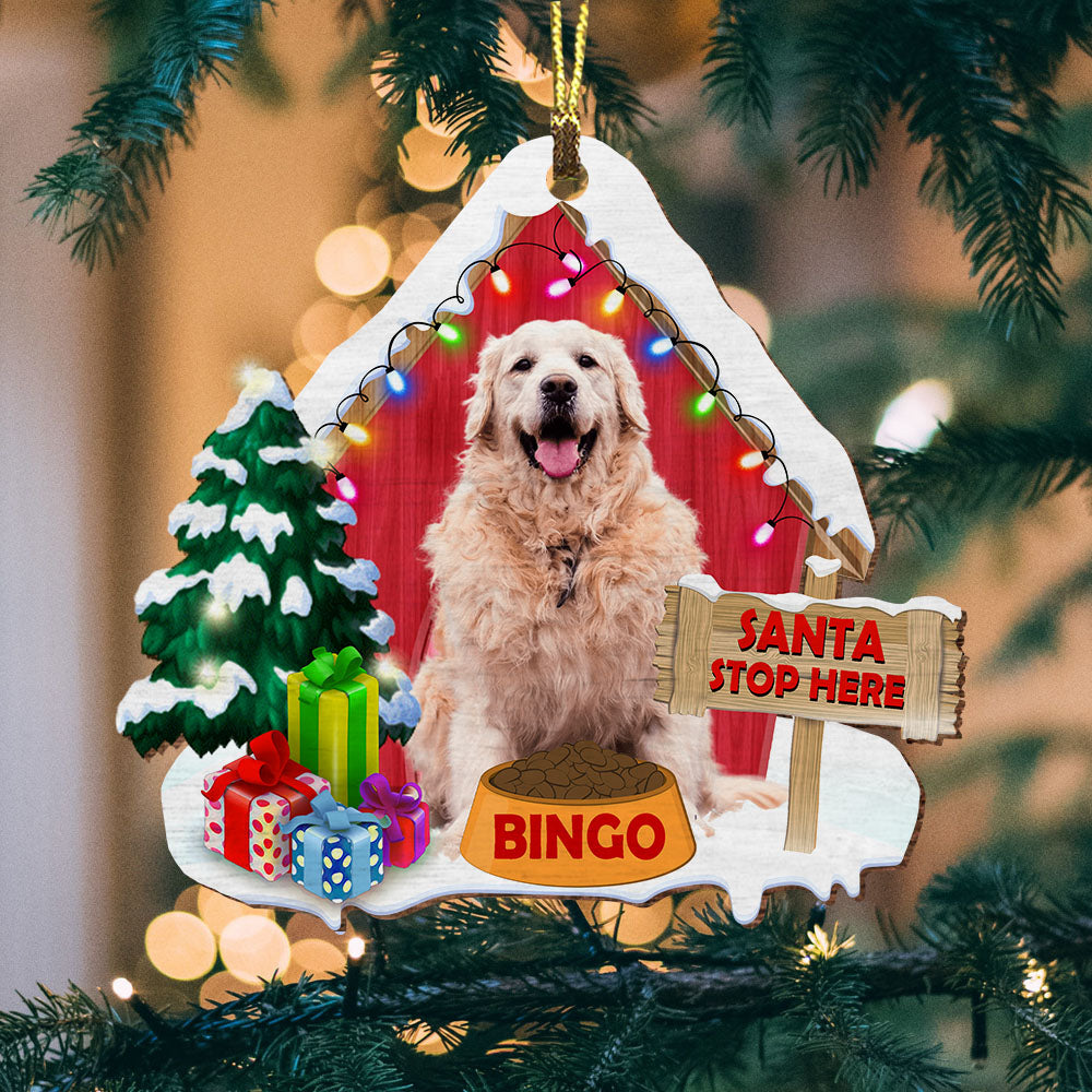 Blisscorners Pet Christmas House - Custom Photo And Name - Personalized Custom Shaped Wooden Ornament, Christmas Gift2D Flat LM2111