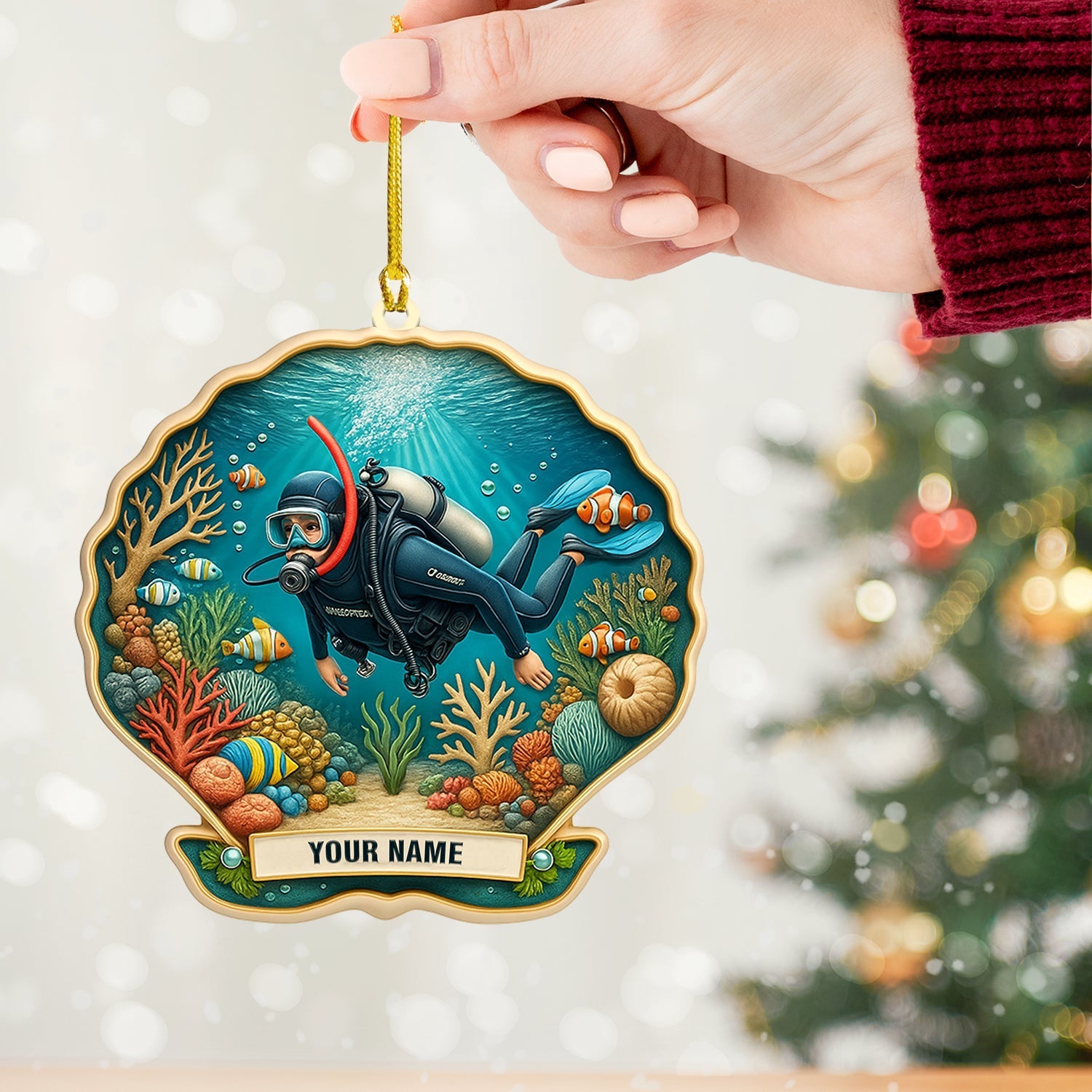 Blisscorners Diving Home Decor, Christmas Ornament, Personalized Ornament 82D Flat LM2111