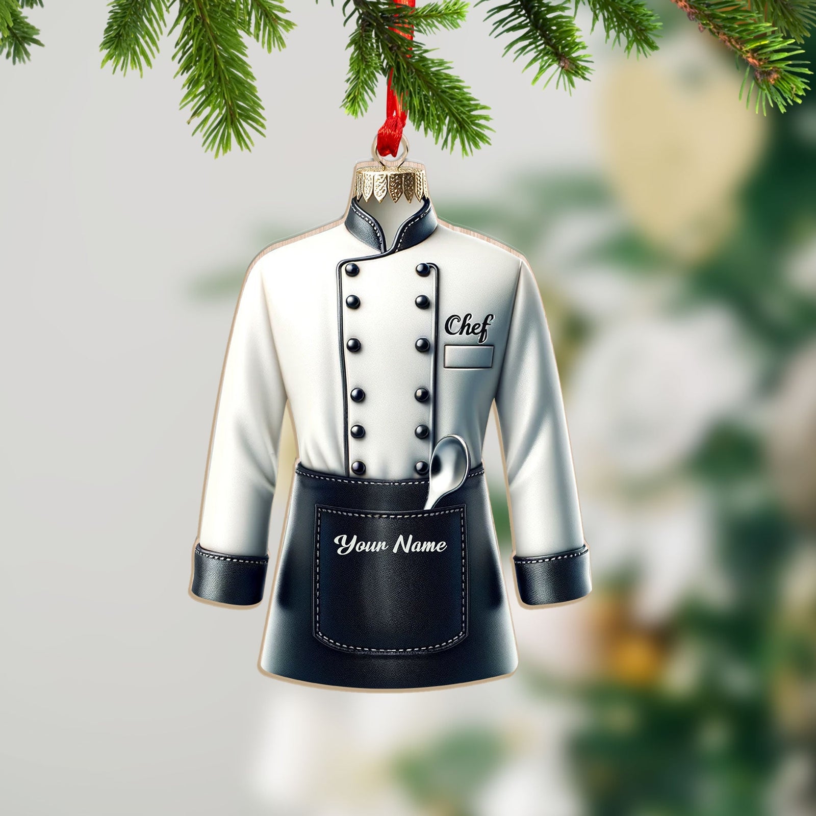 Blisscorners Custom Name Ornament, Chef Uniform2D Flat LM2211