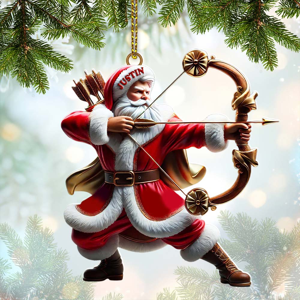 Blisscorners Custom Name Archery Santa Ornament, Christmas Gift2D Flat LM2211