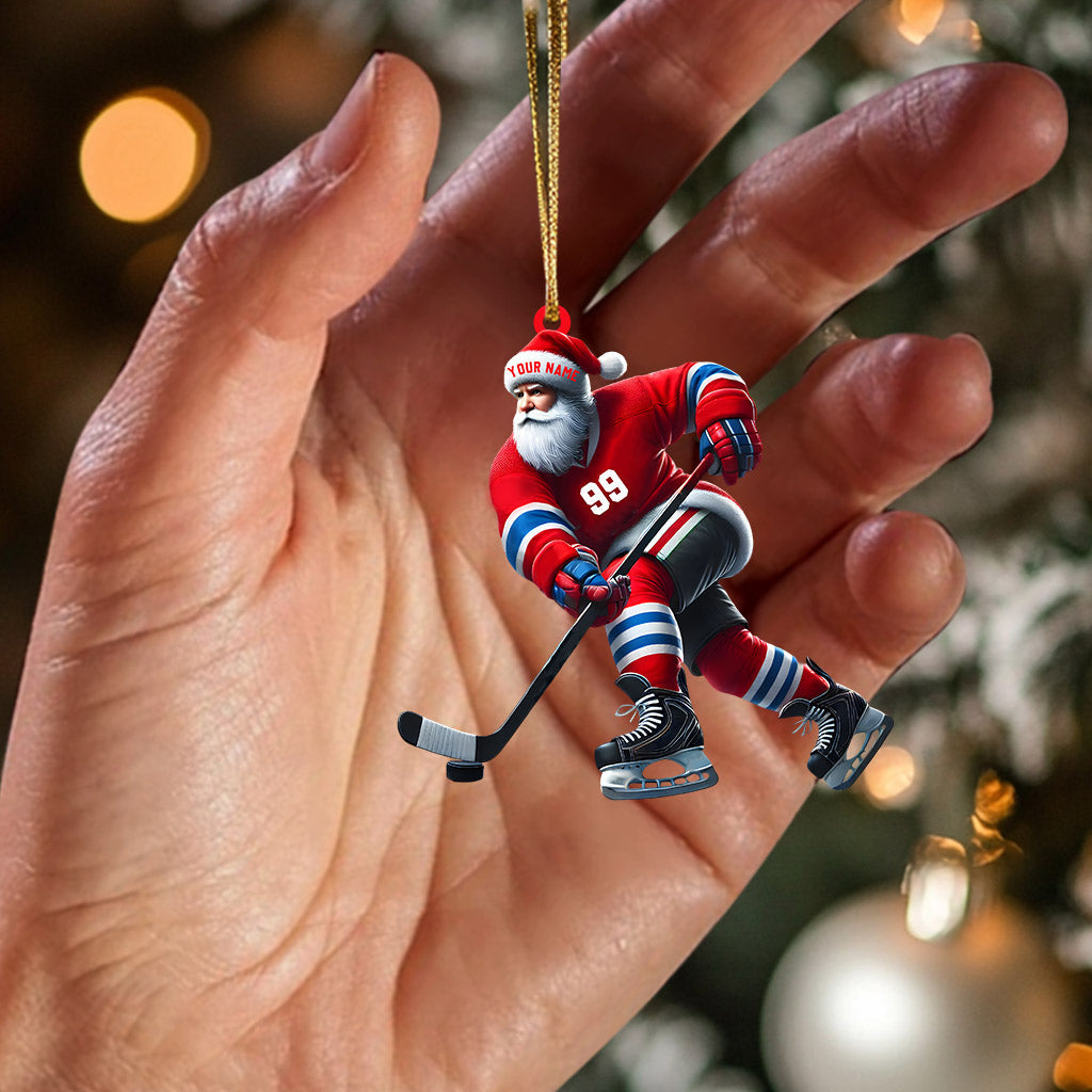 Blisscorners Santa Hockey Christmas Ornament, Personalized Ornament2D Flat LM2211