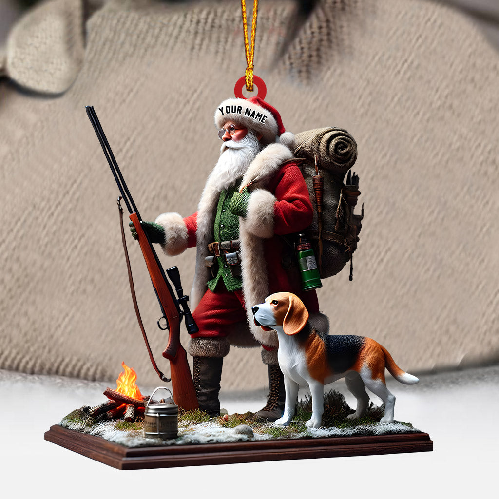 Blisscorners Santa And Dog Christmas Ornament, Personalized Ornament2D Flat LM2211