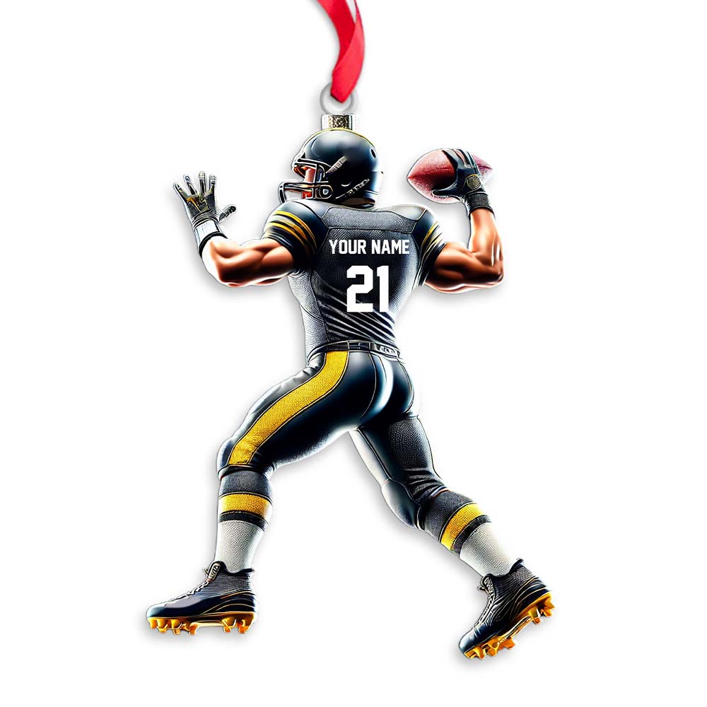 Blisscorners Custom Name and Number Rugby Football Ornament, Christmas Gift for Rugby Football Lover2D Flat LM2211