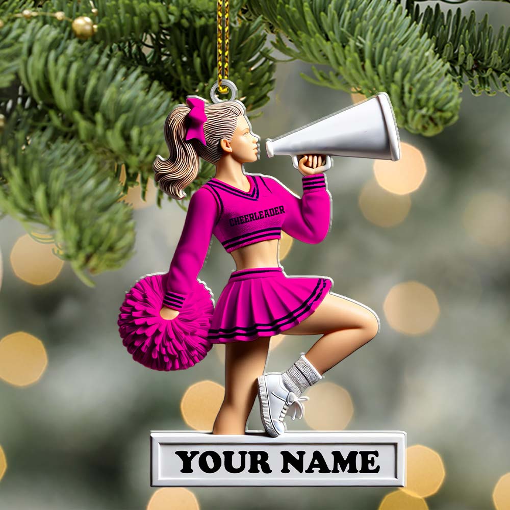 Blisscorners Custom Name Cheerleader Ornament, Cheerleader Christmas Gift2D Flat LM2211